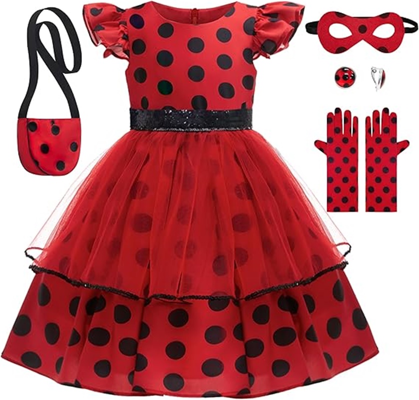 Kids Face Mask - Costume cosplay per ragazze Abito rosso